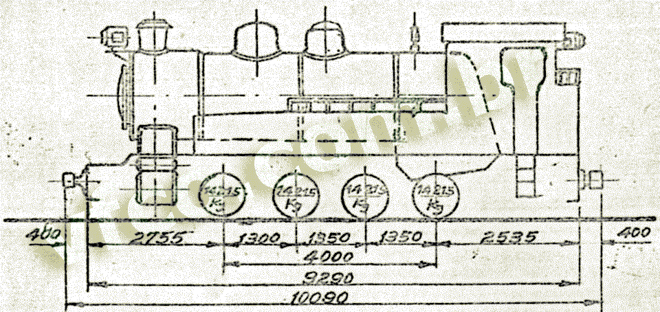 Desenho e medidas das locomotivas a vapor Henschel 0-8-0 EF Sorocabana nº 71 a 78