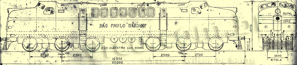 Planta das locomotivas elétricas English Electric na São Paulo Railway - desenho e medidas