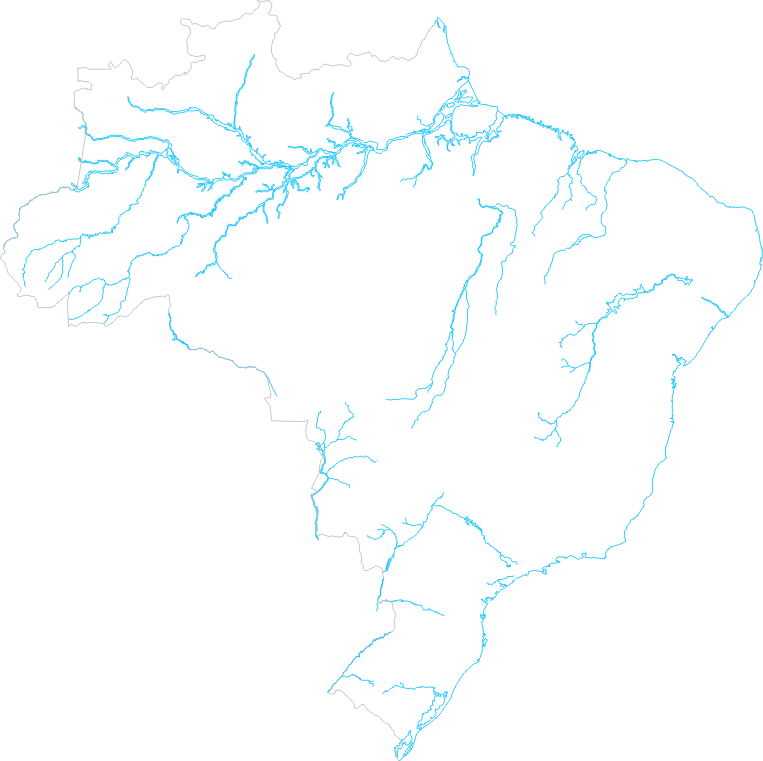 Mapa dos rios considerados para navegação em conexão com as ferrovias