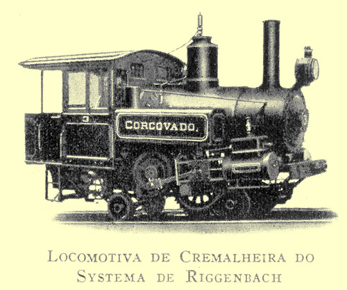 Locomotiva de cremalheira (rack) a vapor construída em 1888 pela Baldwin para a Estrada de Ferro do Corcovado