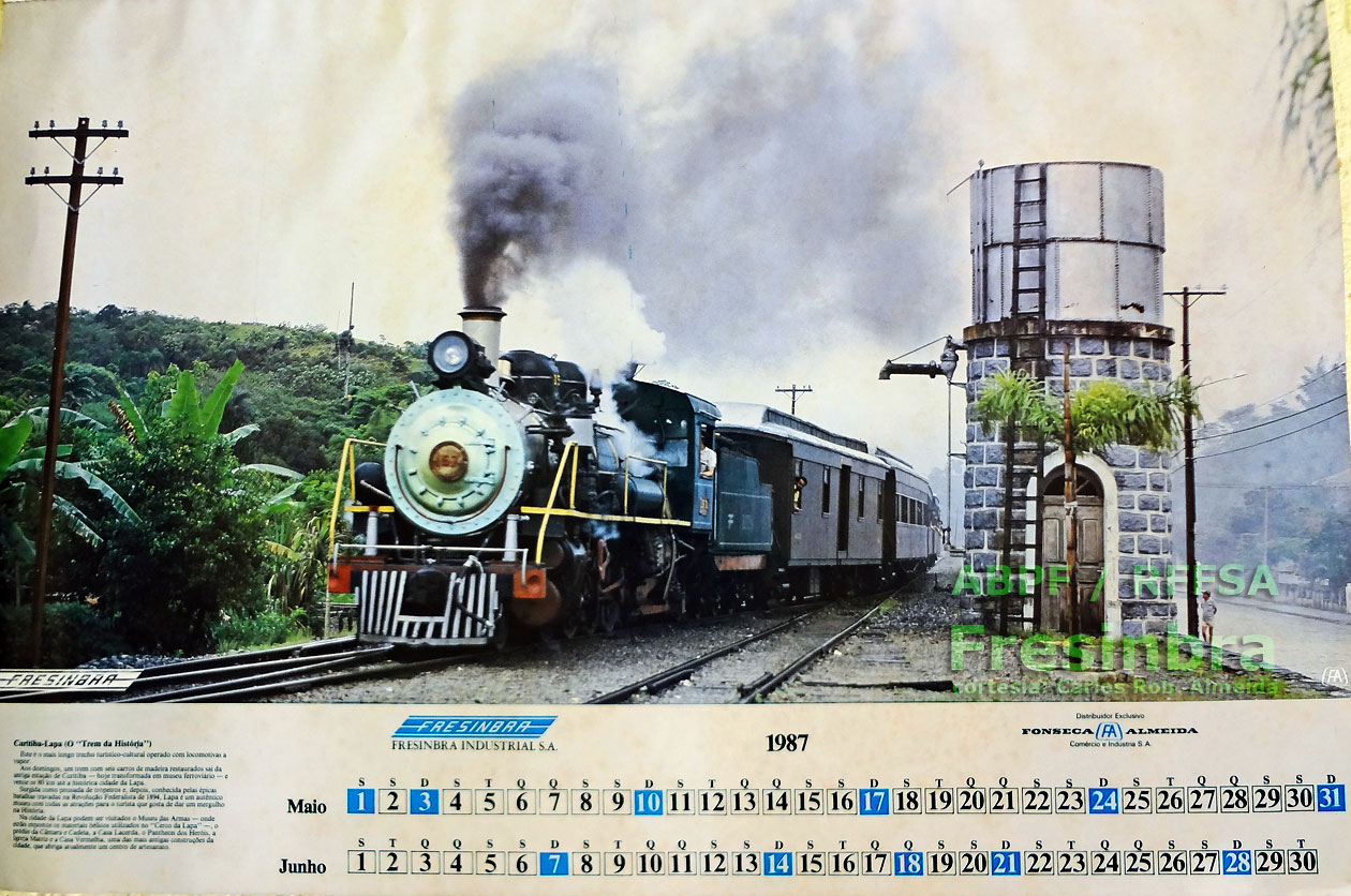 O Trem da História: Curitiba  Lapa, no Calendário Fresinbra 1987