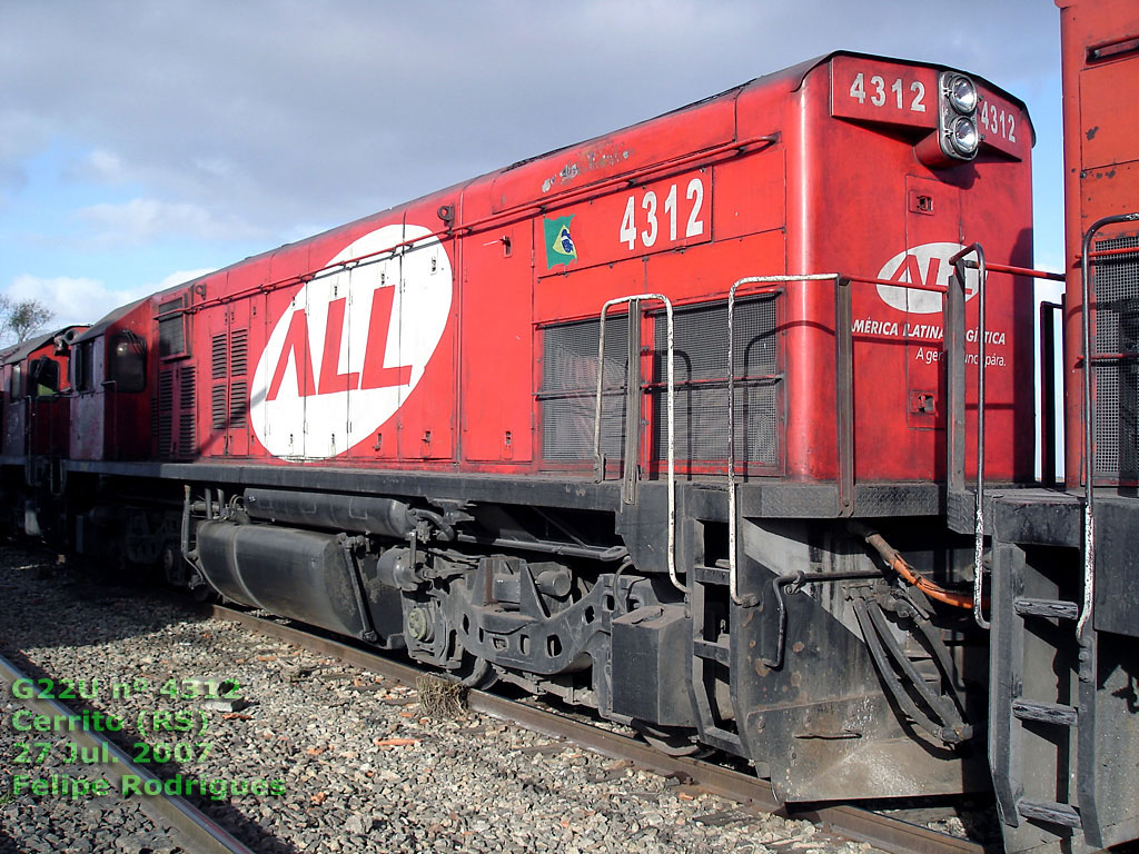 Locomotiva G22U nº 4312 da ferrovia ALL em Cerrito (RS), 2007, por Felipe Rodrigues