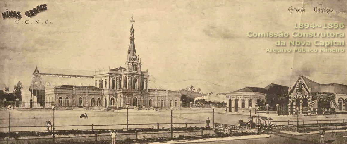 Concepção artística da estação ferroviária de Belo Horizonte e arredores, segundo a Comissão Construtora da Nova Capital (1894-1896)