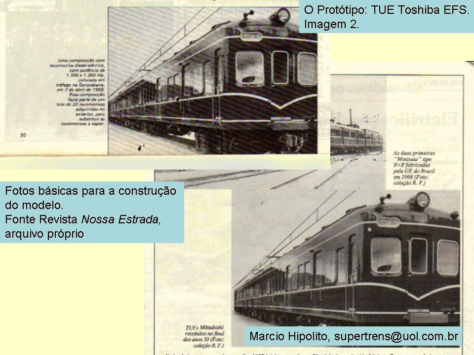 Fotos do trem Toshiba utilizadas para a confecção do ferreomodelo