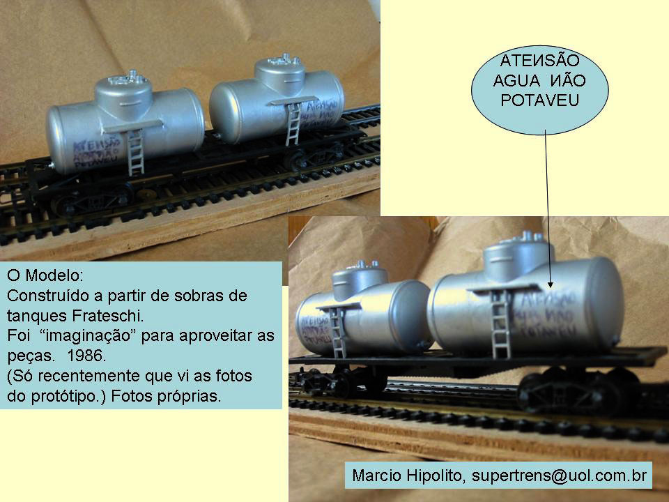 Detalhes do ferreomodelo do vagão tanque duplo da Fepasa - Ferrovias Paulistas