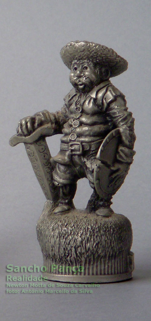 Sancho Pança - Realidade, peça em resina metalizada do jogo de xadrez figurado Dom Quixote  Sonho e Realidade