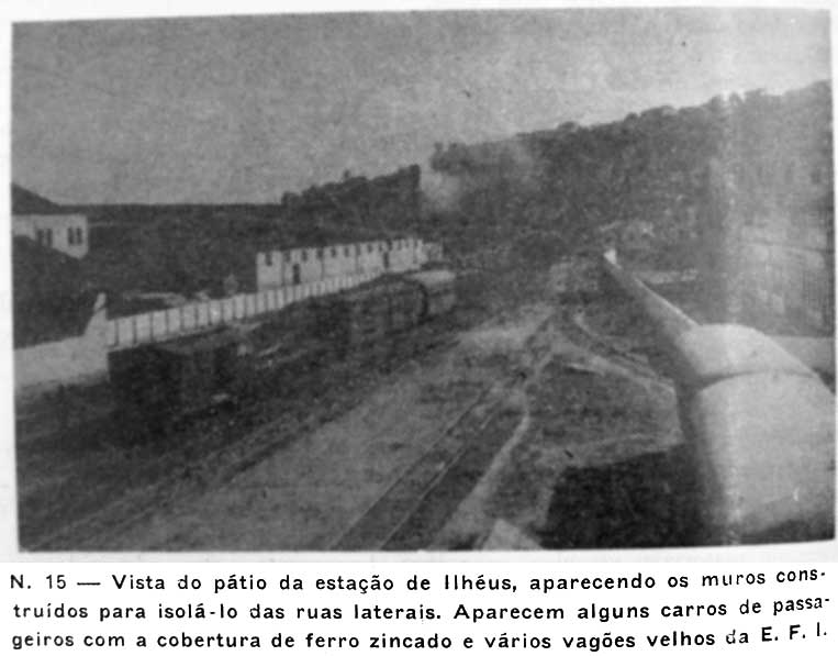 Trilhos do pátio da estação ferroviária em foto do relatório de 1951