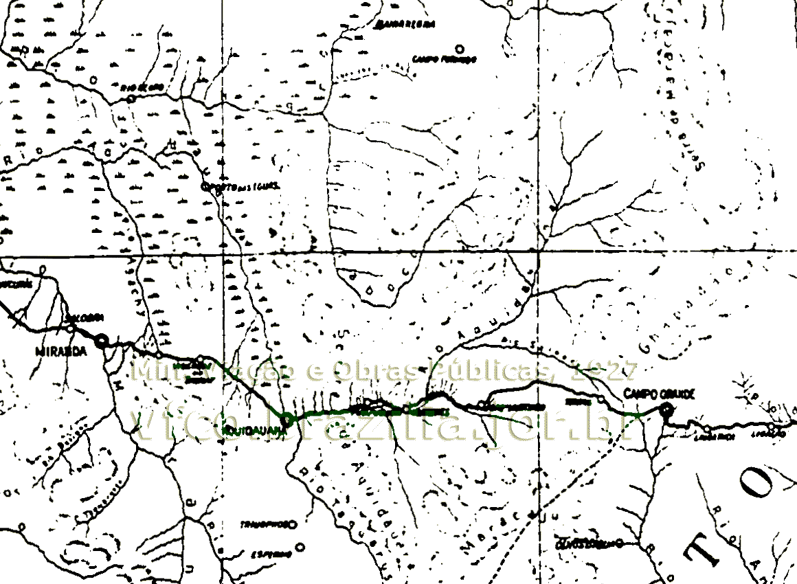 Mapa do Trecho Campo Grande - Miranda da Estrada de Ferro Noroeste do Brasil em 1927
