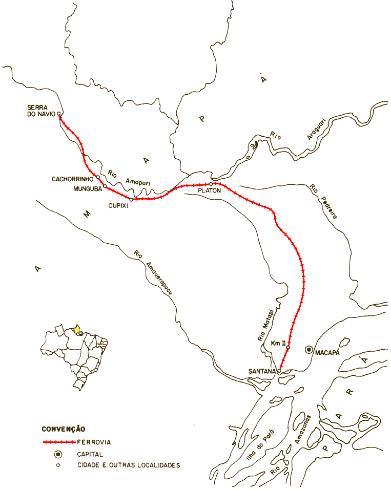 Mapa da Estrada de Ferro Amapá em 1984