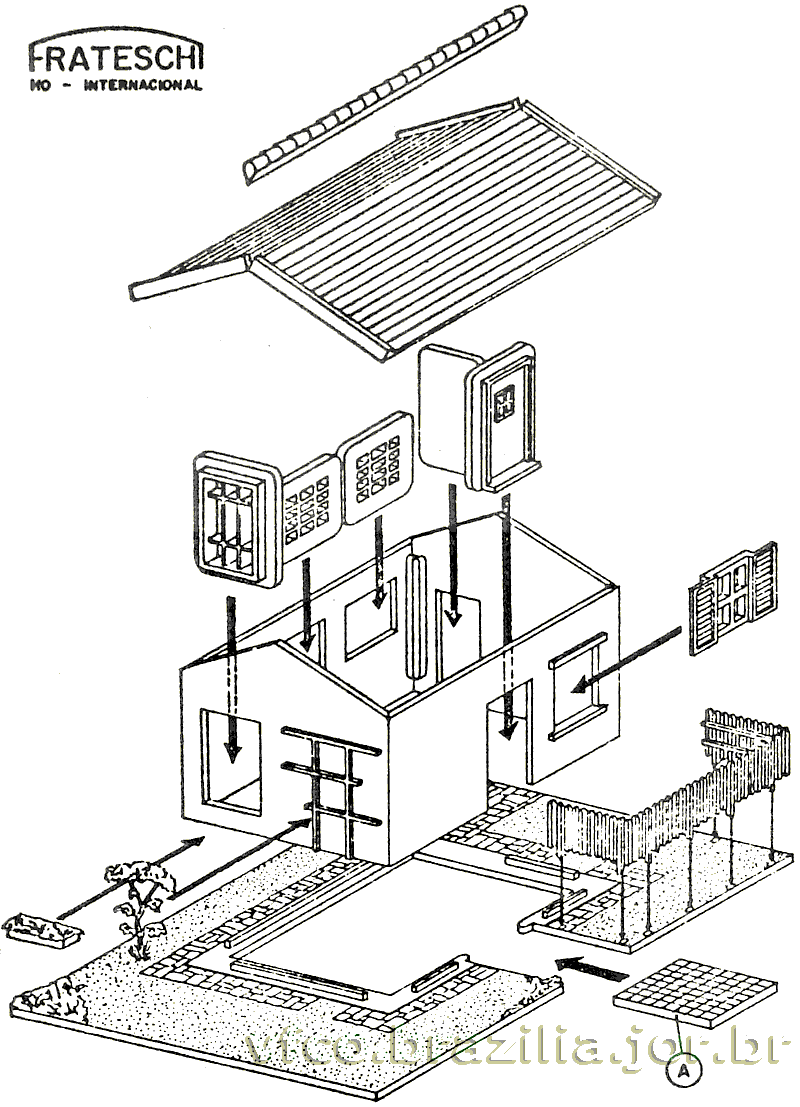 Diagrama de montagem da casa Frateschi para maquete de ferreomodelismo