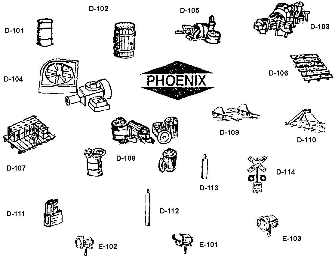 Mostruário das Minipeças da antiga Phoenix, para maquetes de ferreomodelismo