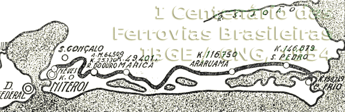 Mapa da Estrada de Ferro de Maricá em 1954