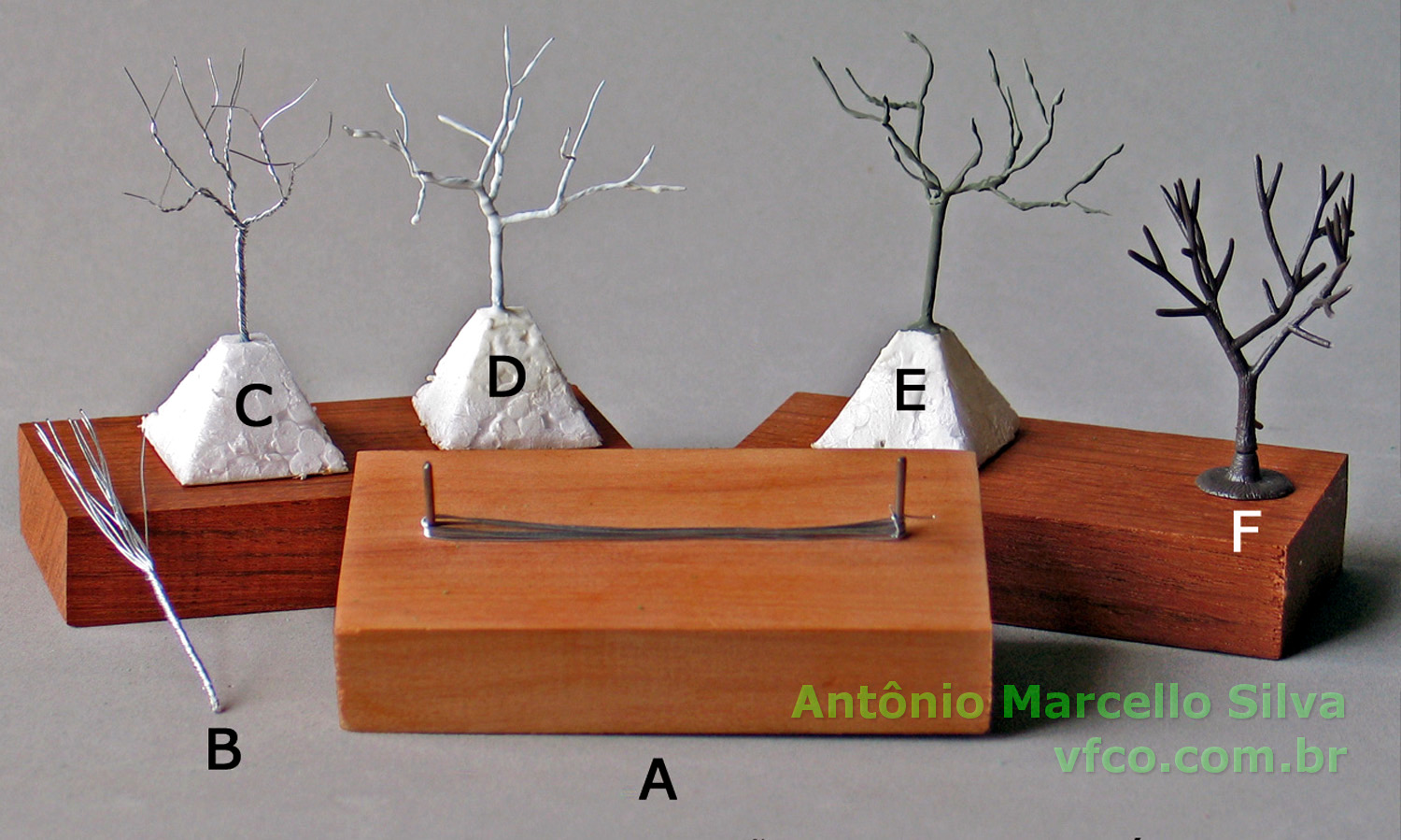 Estrutura de arame (fios) para fazer árvores em escala para maquetes de ferreomodelismo