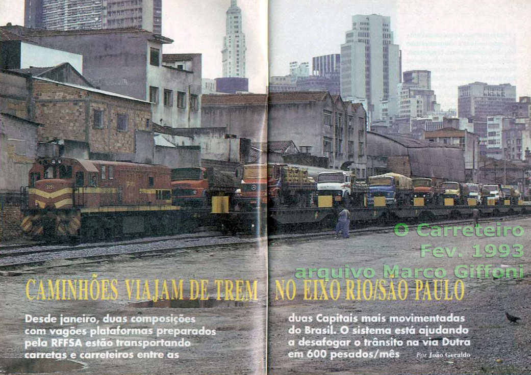 Reportagem de O Carreteiro sobre o Rodotrem Rio de Janeiro - São Paulo, no início de 1993