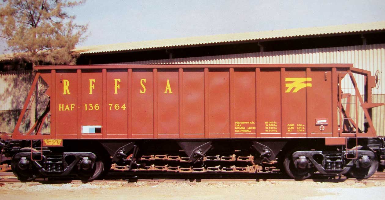 Vagão hopper aberto HAF da Rede Ferroviária Federal - RFFSA, construído pela Mafersa