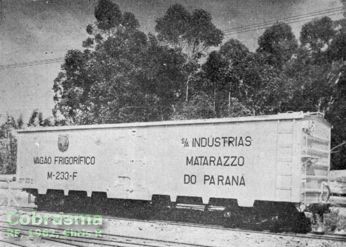 Vagão frigorífico M-233-F Indústrias Matarazzo do Paraná em anúncio da Cobrasma de 1962